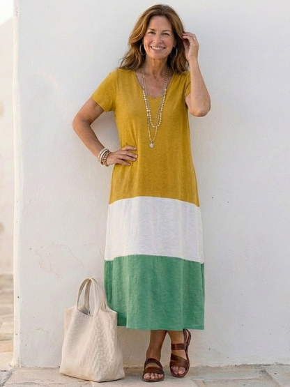 Cirelle | Trendy Color Block Midi Dress Summer Fashion