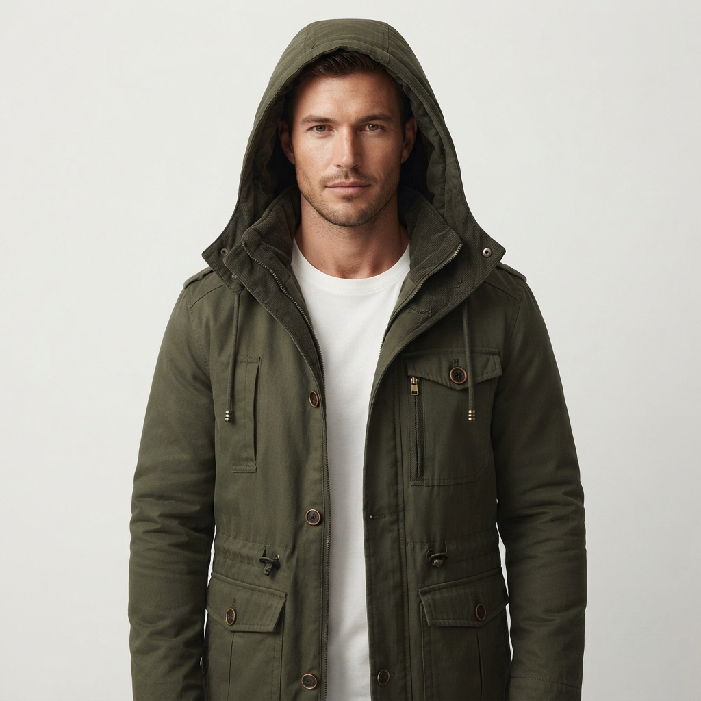 Men's Insulated Hooded Parka Winter Jacket