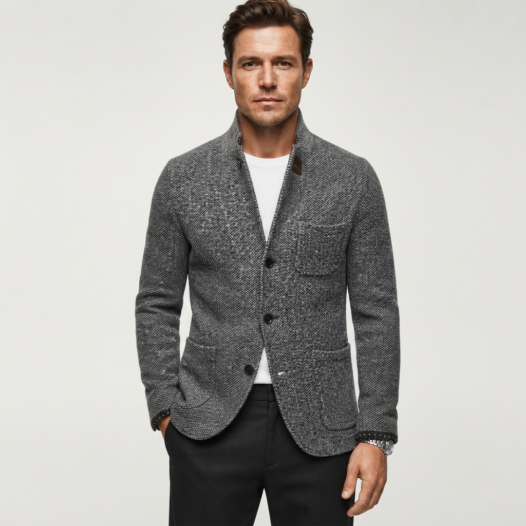 Men's Wool Blend Cardigan Jacket Casual Fall Jacket