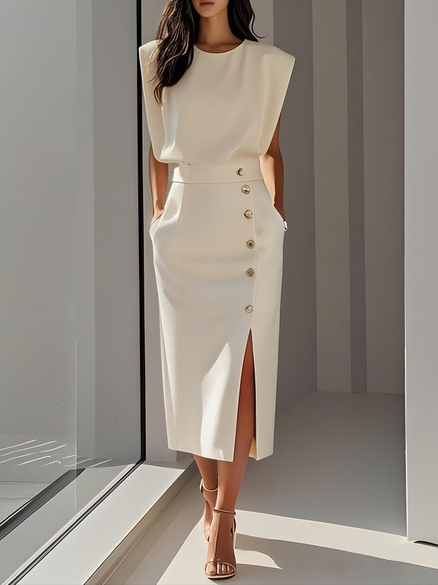 Junia | Women's Wedding Guest Effortless Midi Dress — Occasion Formal