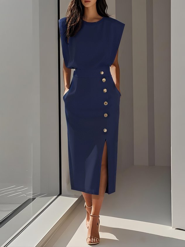 Junia | Women's Wedding Guest Effortless Midi Dress — Occasion Formal