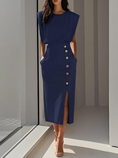 Junia | Women's Wedding Guest Effortless Midi Dress — Occasion Formal