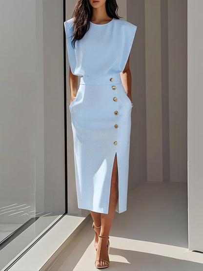 Junia | Women's Wedding Guest Effortless Midi Dress — Occasion Formal