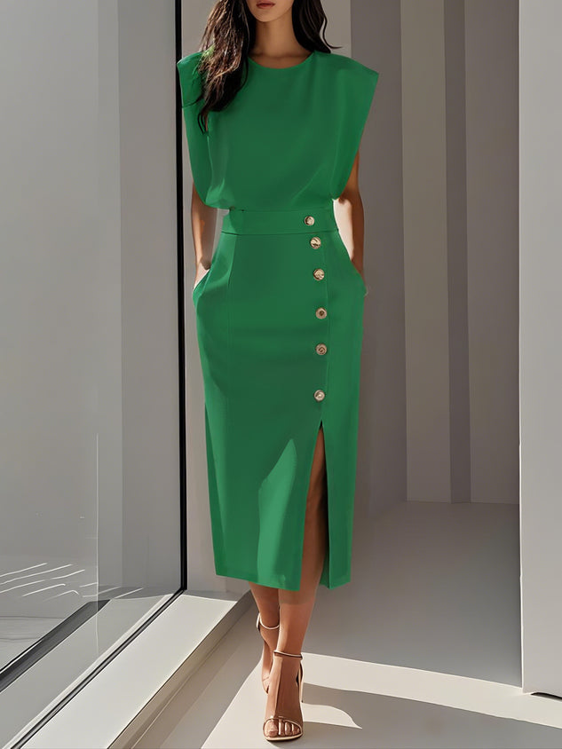 Junia | Women's Wedding Guest Effortless Midi Dress — Occasion Formal