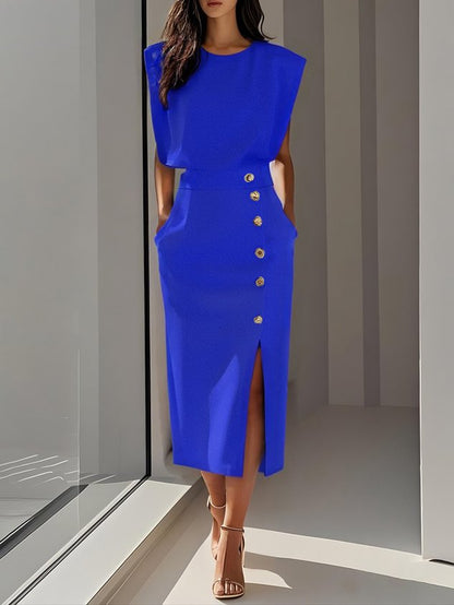 Junia | Women's Wedding Guest Effortless Midi Dress — Occasion Formal