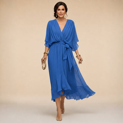 Katarina | V-Neck Wrap Wedding Guest Midi Dress