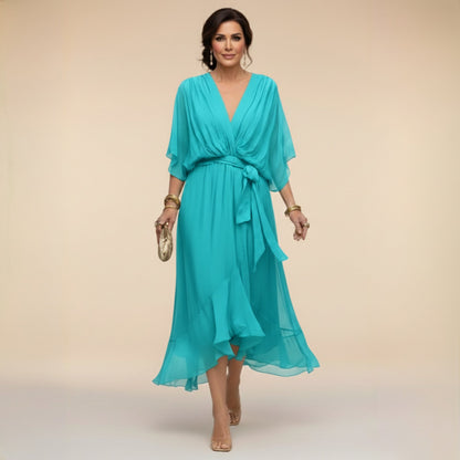 Katarina | V-Neck Wrap Wedding Guest Midi Dress