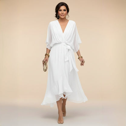 Katarina | V-Neck Wrap Wedding Guest Midi Dress