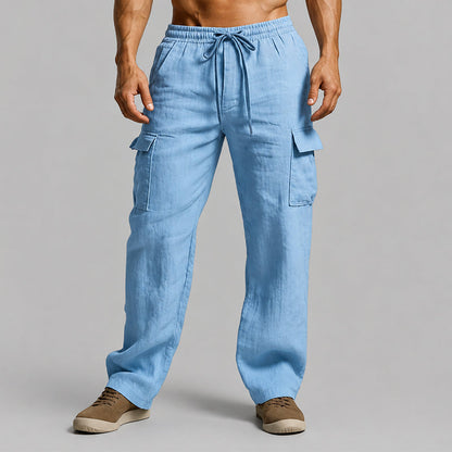 Kesinia | Wide-Leg Linen Relaxed Fit Cargo Lounge Pants