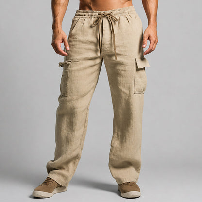 Kesinia | Wide-Leg Linen Relaxed Fit Cargo Lounge Pants