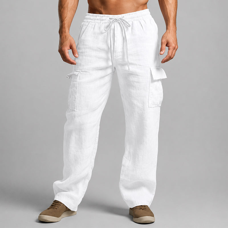 Kesinia | Wide-Leg Linen Relaxed Fit Cargo Lounge Pants
