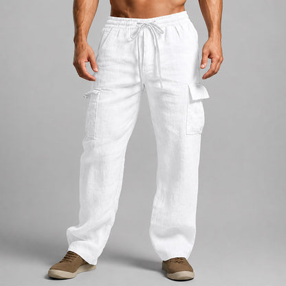 Kesinia | Wide-Leg Linen Relaxed Fit Cargo Lounge Pants