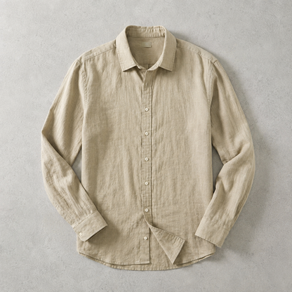 Men's Linen Shirt - Long Sleeve Casual Button Down