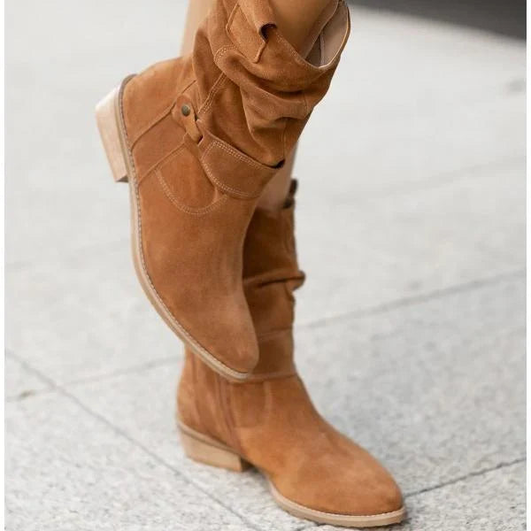 Women's Square-Toe Ankle Boots Buckle Strap Side-Zip