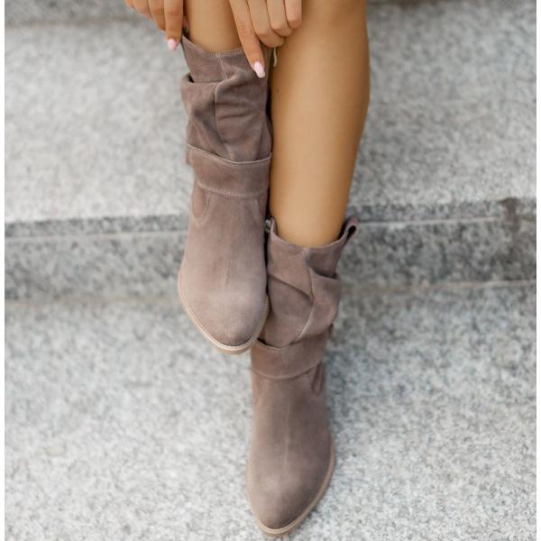 Women's Square-Toe Ankle Boots Buckle Strap Side-Zip