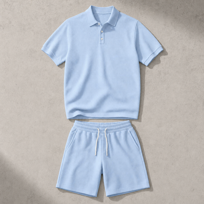 Men's Polo Shirt and Shorts Set - Knit Casual Two Piece Outfit