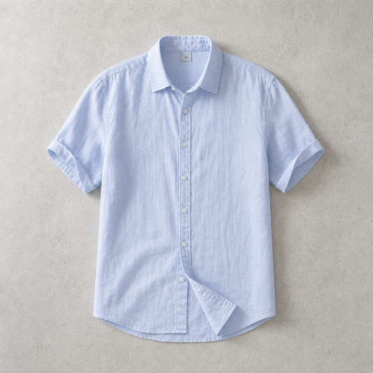 Men's Linen Shirt - Short Sleeve Casual Button Down