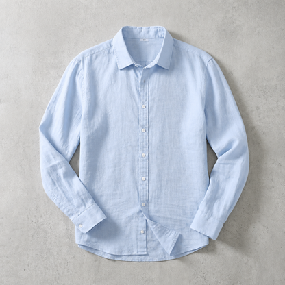 Men's Linen Shirt - Long Sleeve Casual Button Down