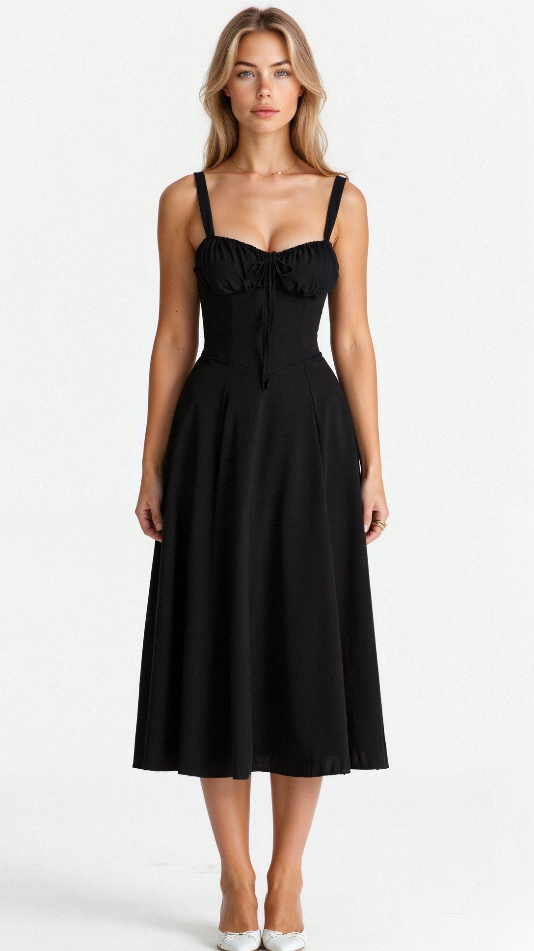 Liliana | Fitted Belted Wedding Guest Midi Dress