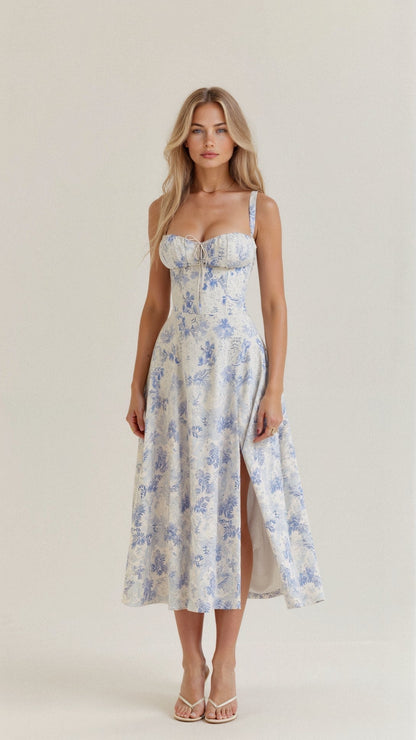 Liliana | Fitted Belted Wedding Guest Midi Dress
