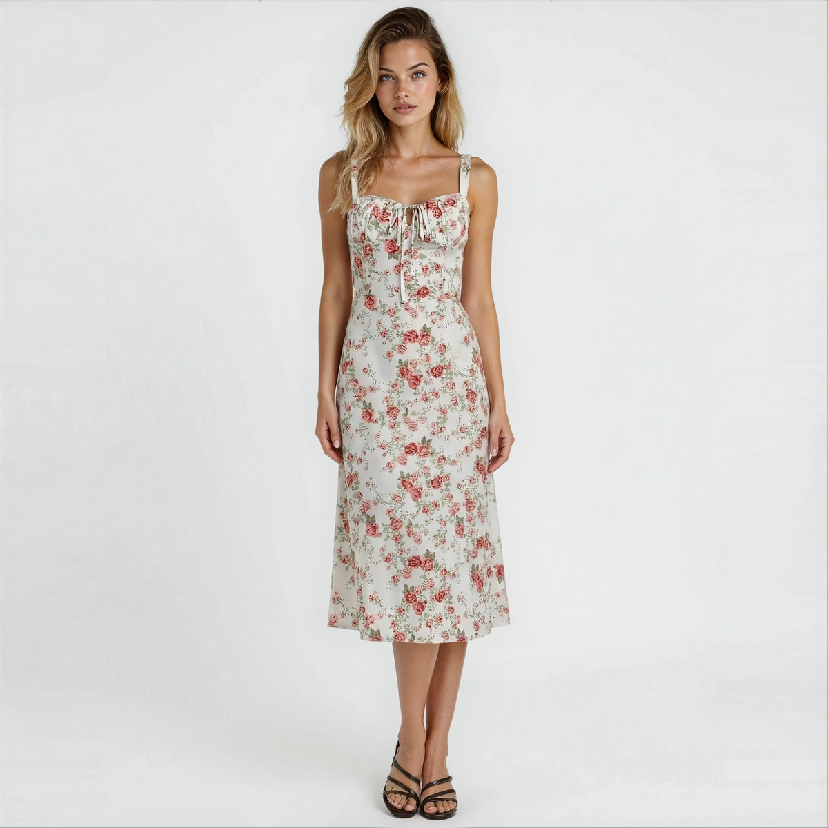 Liliana | Fitted Belted Wedding Guest Midi Dress