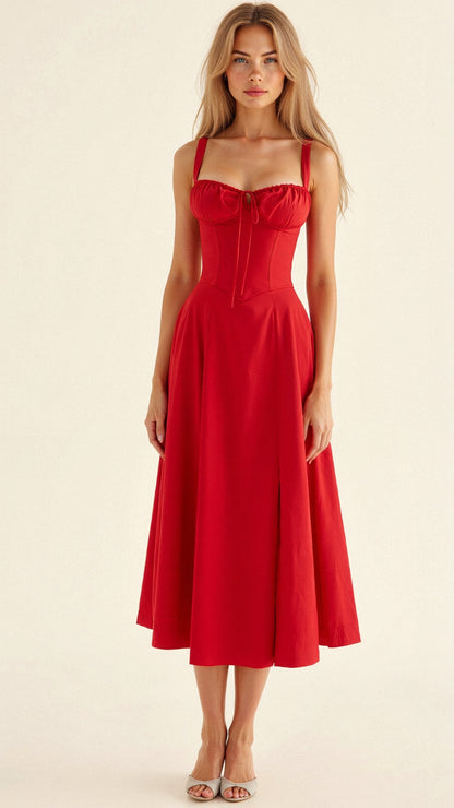 Liliana | Fitted Belted Wedding Guest Midi Dress