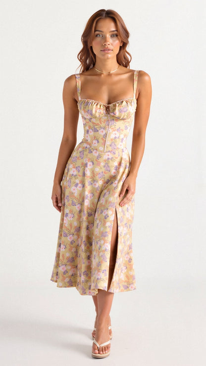 Liliana | Fitted Belted Wedding Guest Midi Dress
