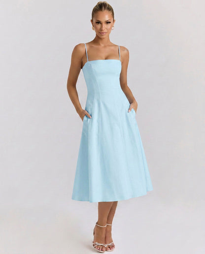 Livlyn | A-Line Midi Sundress with Pockets for Wedding Guest Style