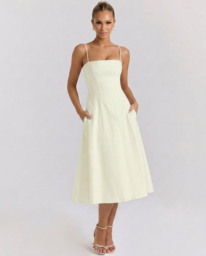 Livlyn | A-Line Midi Sundress with Pockets for Wedding Guest Style