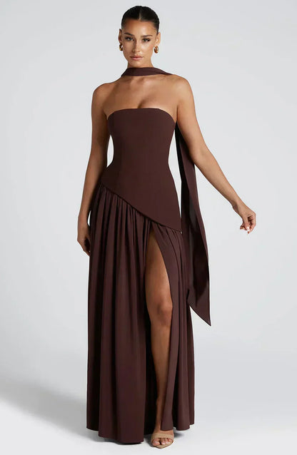 Paellora | Women Asymmetric Maxi Dress Elegant Style
