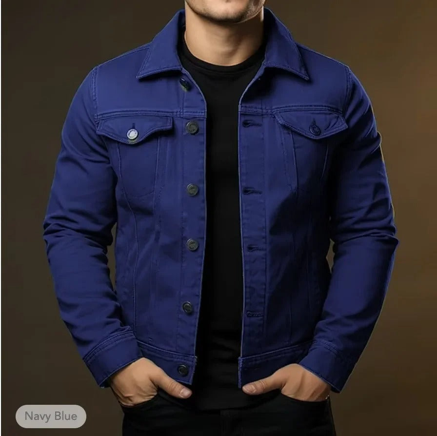 Men's Black Denim Jacket Casual Jean Jacket