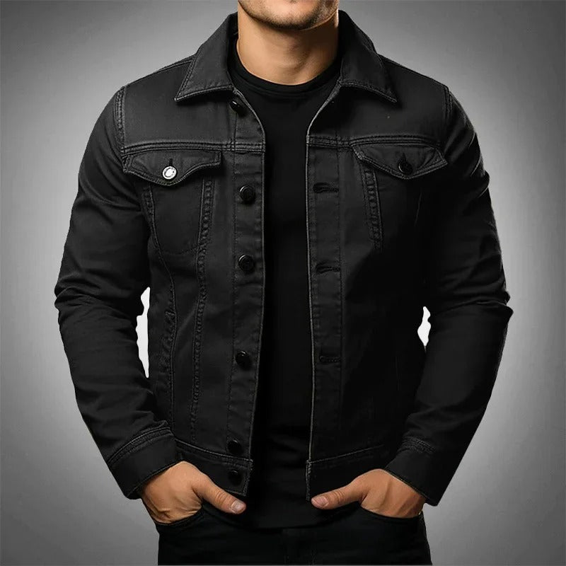 Men's Black Denim Jacket Casual Jean Jacket