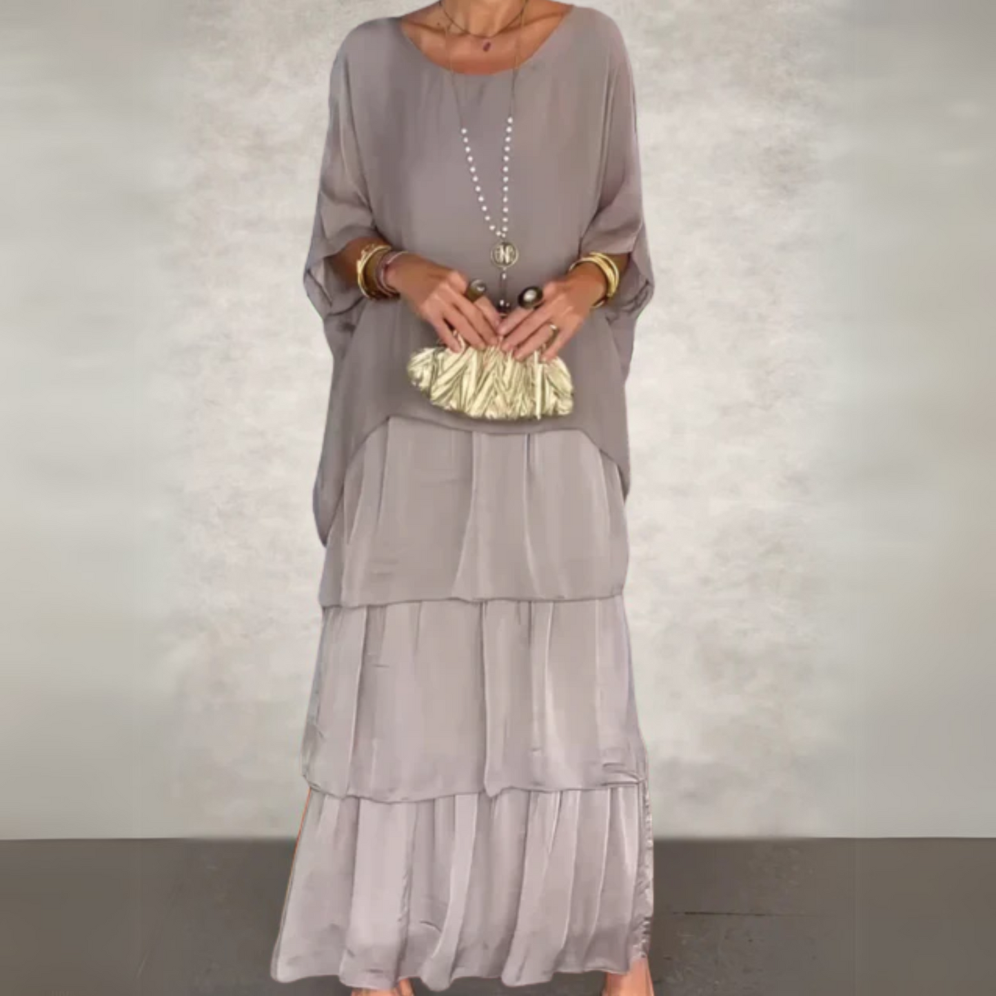 Melisanina | High-Waist Tiered Maxi-Length Skirt Women Fashion