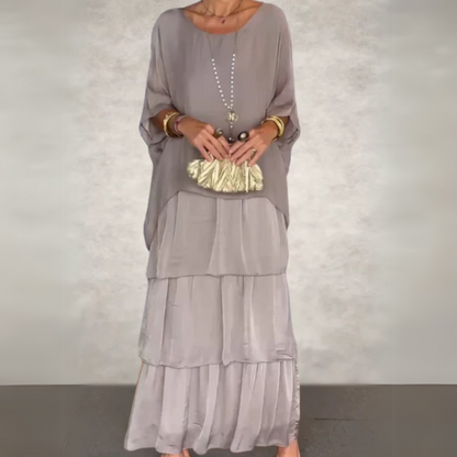 Melisanina | High-Waist Tiered Maxi-Length Skirt Women Fashion
