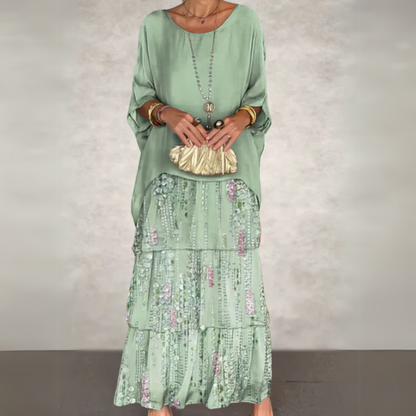 Melisanina | High-Waist Tiered Maxi-Length Skirt Women Fashion