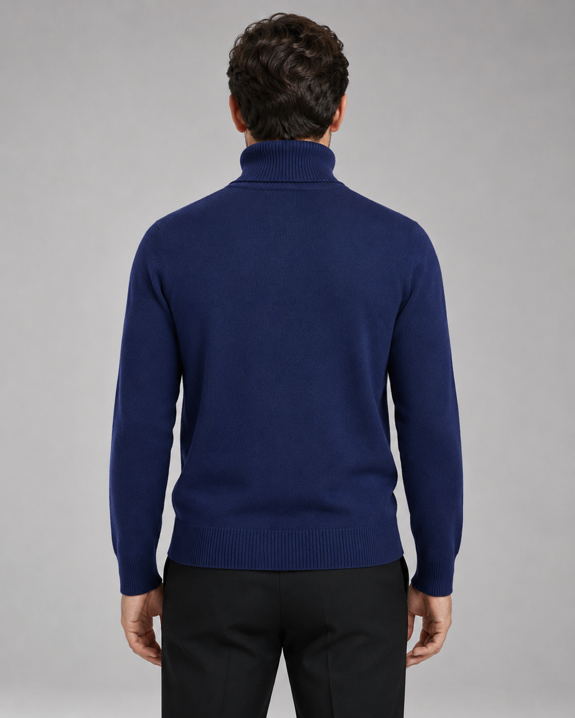 Men's Turtleneck Sweater - Fine Knit Roll Neck Pullover