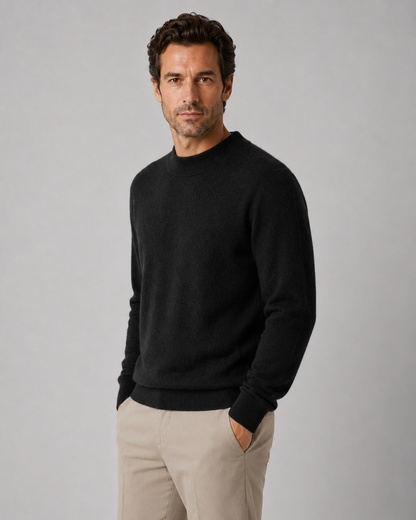 Men's Wool Sweater - Lightweight Fine Knit Crew Neck