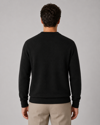 Men's Wool Sweater - Lightweight Fine Knit Crew Neck