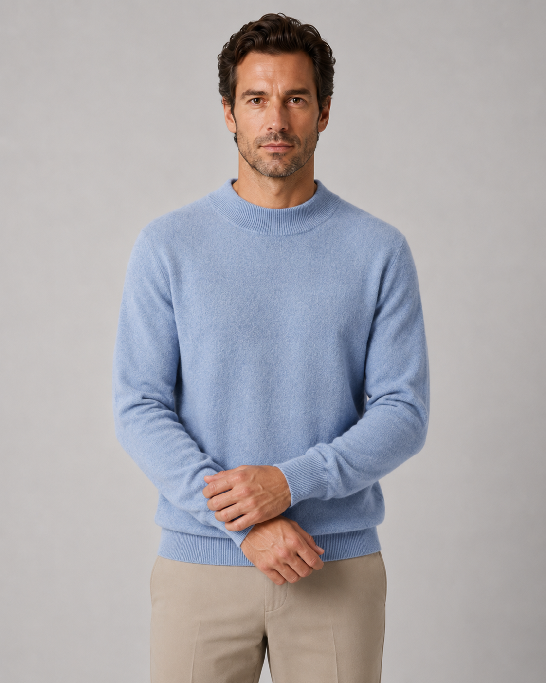 Men's Wool Sweater - Lightweight Fine Knit Crew Neck