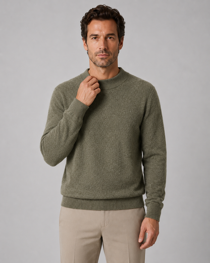 Men's Wool Sweater - Lightweight Fine Knit Crew Neck