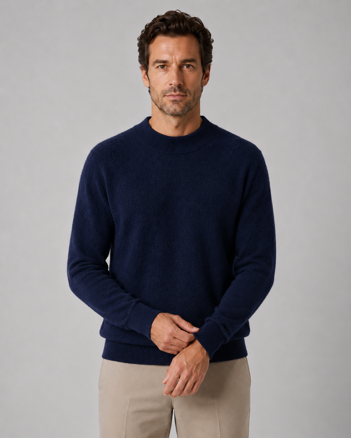 Men's Wool Sweater - Lightweight Fine Knit Crew Neck
