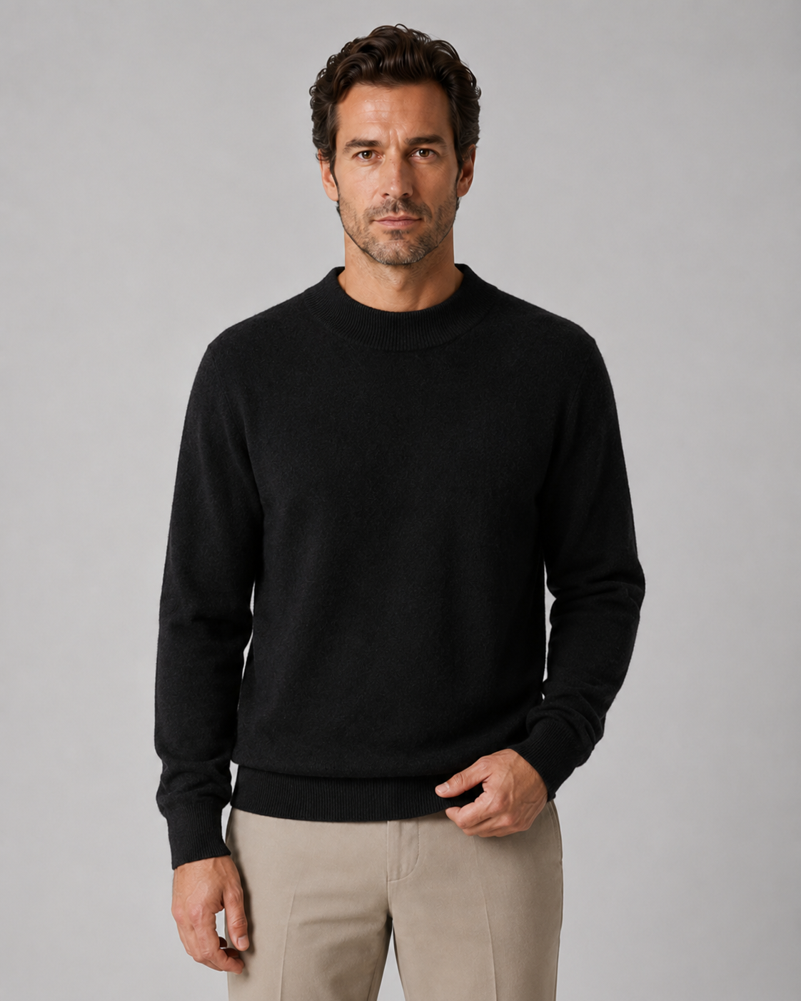 Men's Wool Sweater - Lightweight Fine Knit Crew Neck