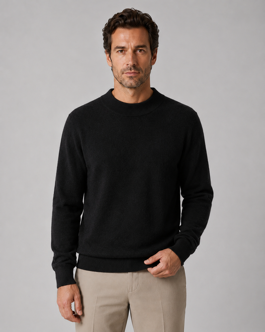 Men's Wool Sweater - Lightweight Fine Knit Crew Neck
