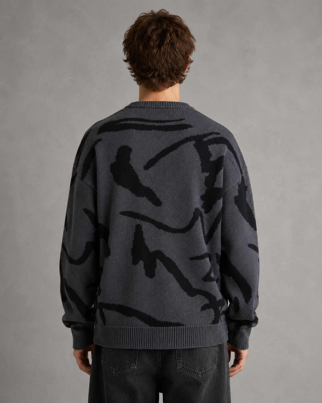 Men's Graphic Knit Sweater - Abstract Print Relaxed Fit