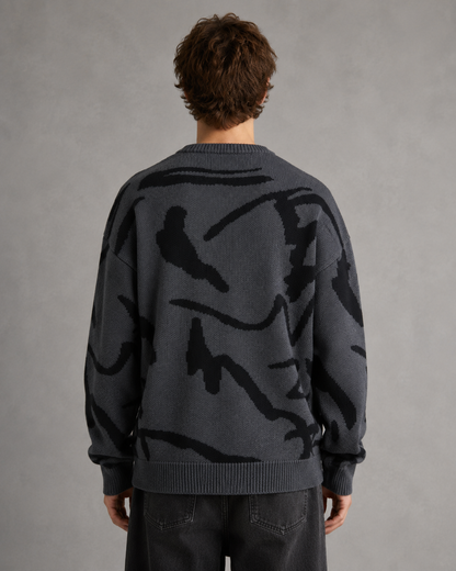 Men's Graphic Knit Sweater - Abstract Print Relaxed Fit