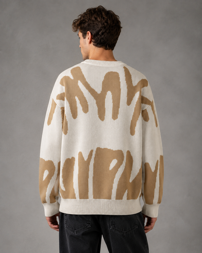 Men's Abstract Knit Sweater - Graphic Relaxed Fit Pullover