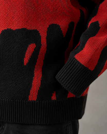 Men's Abstract Knit Sweater - Graphic Relaxed Fit Pullover