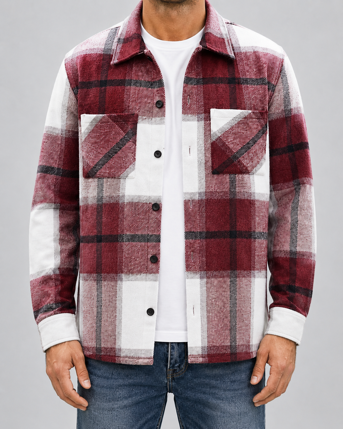 Men's Flannel Shirt Jacket - Brushed Check