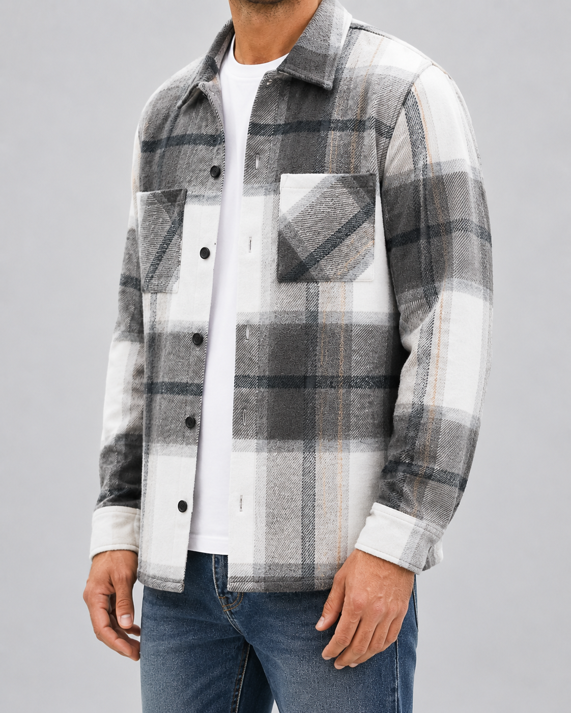 Men's Flannel Shirt Jacket - Brushed Check