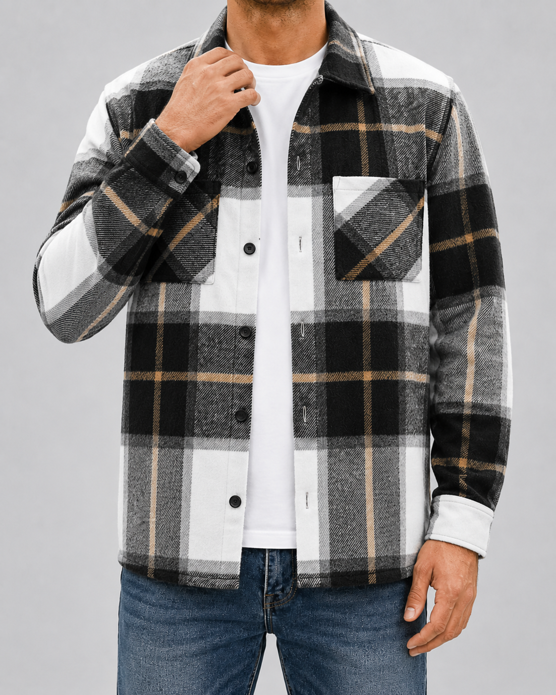 Men's Flannel Shirt Jacket - Brushed Check